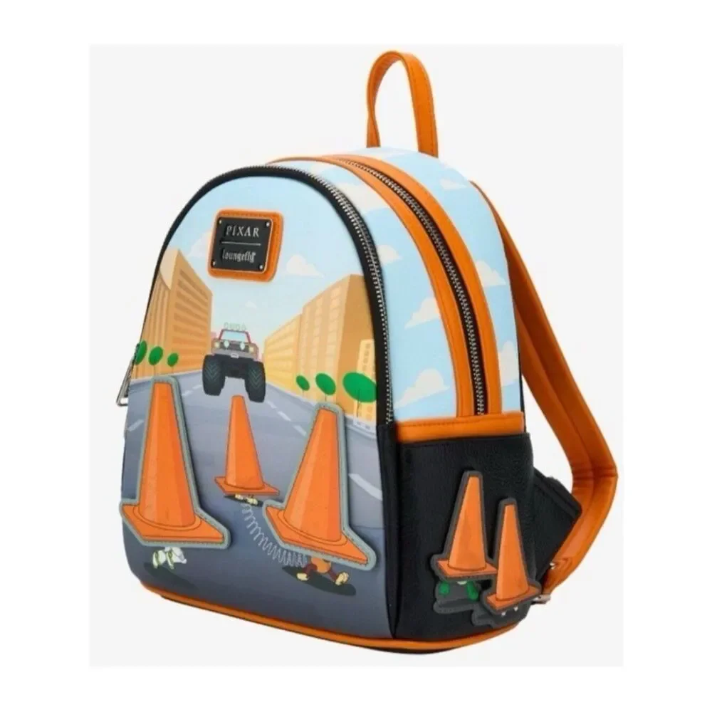 Loungefly Mini Backpack Toy Story 2 Walking Cones Scene Disney Pixar Orange NWT